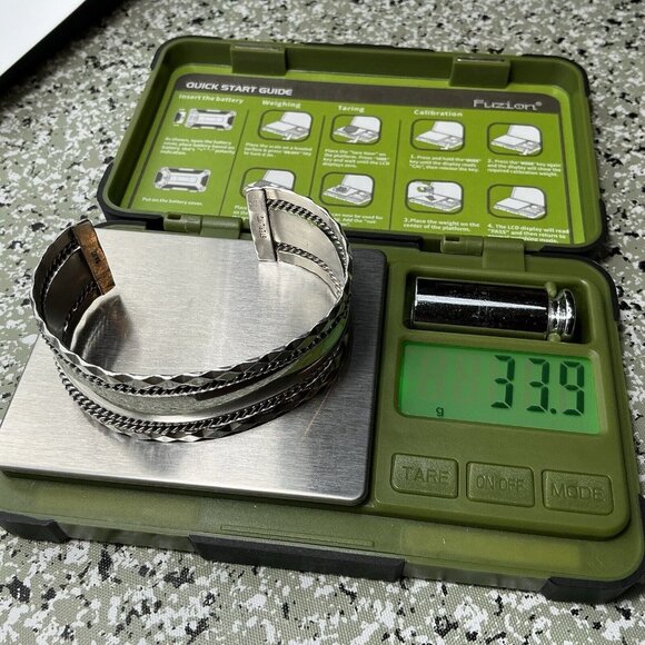 Tahe Sterling Silver Cuff Bracelet 33 Gms Size 6.5 - Picture 9 of 12